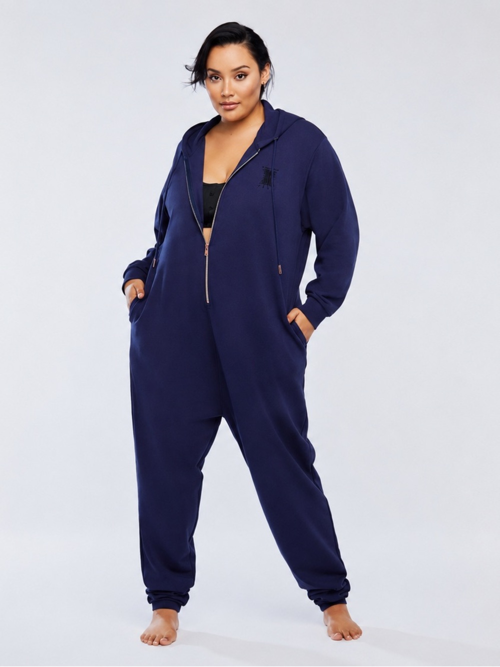 FENTY Navy Blue Hooded Zip-Up Jumpsuit Onesie